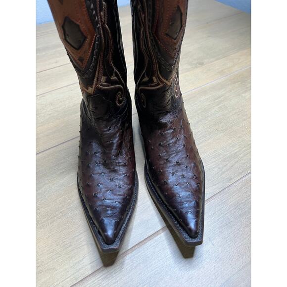 Los Altos Full Quill Ostrich Cowboy Boots Brown Western Leather Mens 7 EE Mexico main image 13